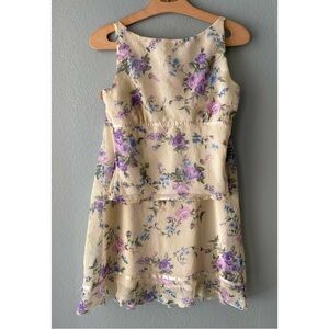 My Michelle | Vintage 90s Y2K Pastel Yellow Floral Sheer Tank & Skirt Set | M/L